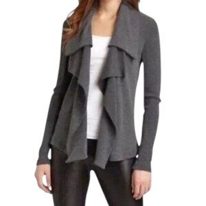 Theory Riva Gray Ribbed Waterfall‎ Open Front Cardigan
